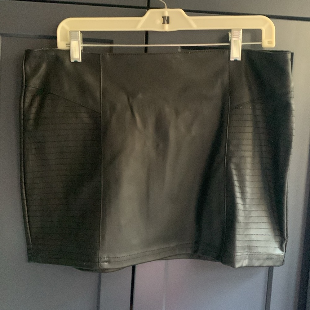 Nasty Gay Faux Learher Mini Skirt with Detailing & Exposed Zipper- Size L